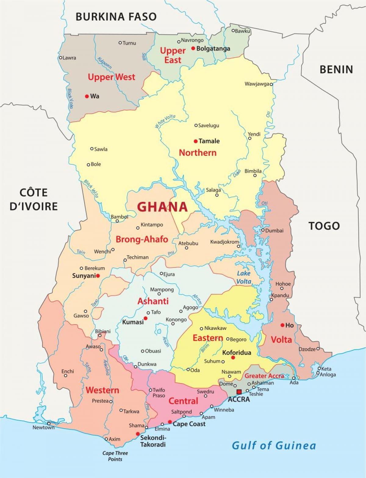 harta ghana arată raioane