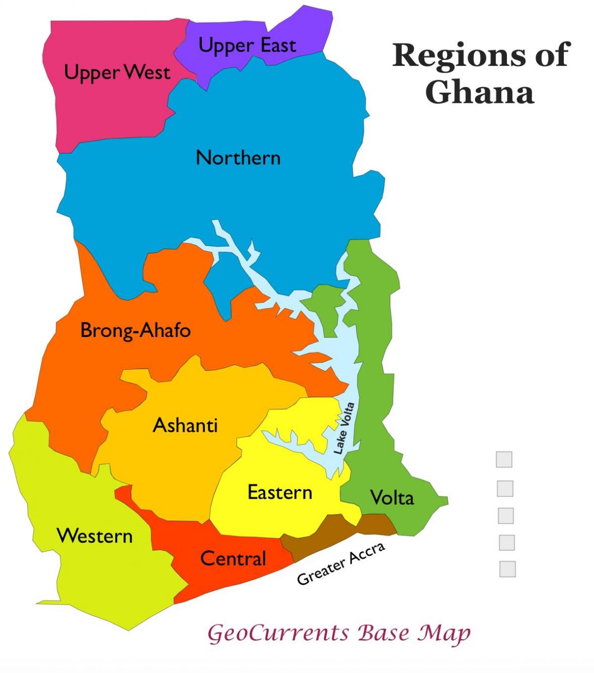 harta ghana arată regiuni