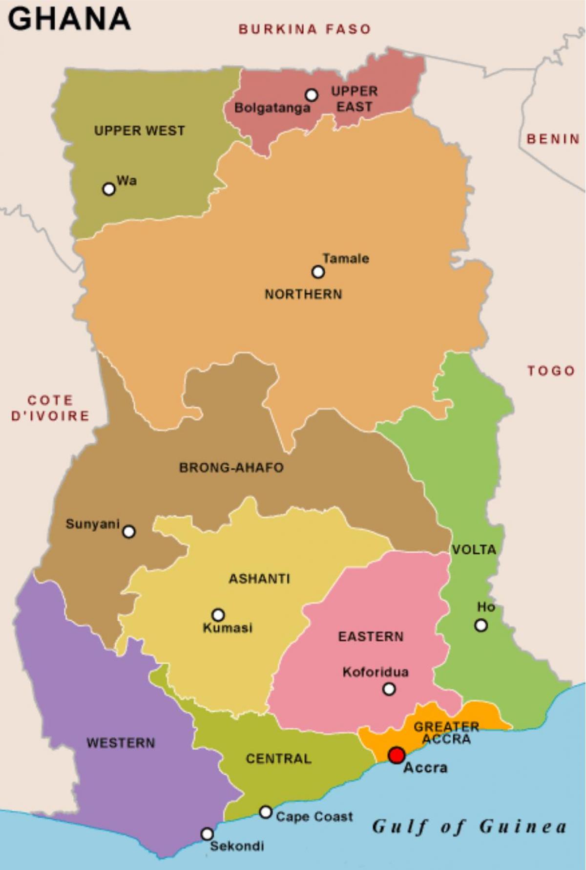ghana hartă și regiuni