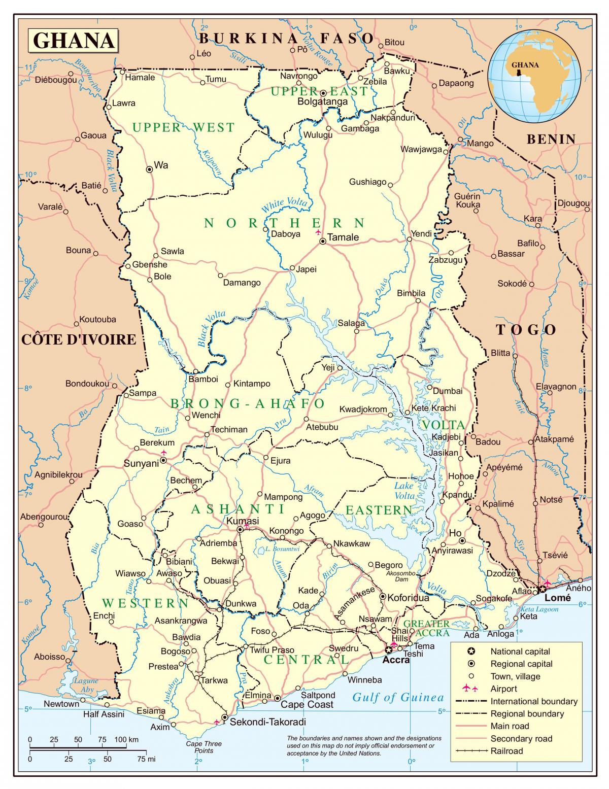 Harta detaliată ghana